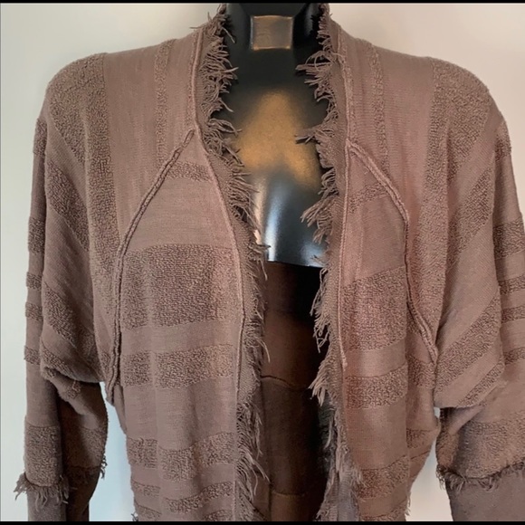 Free People Grey Fringe Open Front Cardigan XS - Picture 2 of 4